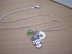 Owl Charm Personalized Sterling Silver Necklace