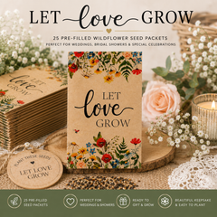 Let Love Grow Seed Packet Favors, 25 Pre Filled