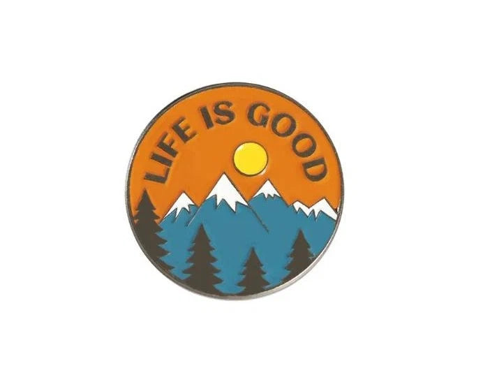 Life Is Good Mountain Enamel Pin – Outdoor Adventure Pin