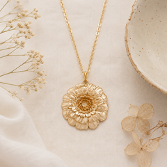 Gold Marigold Flower Necklace