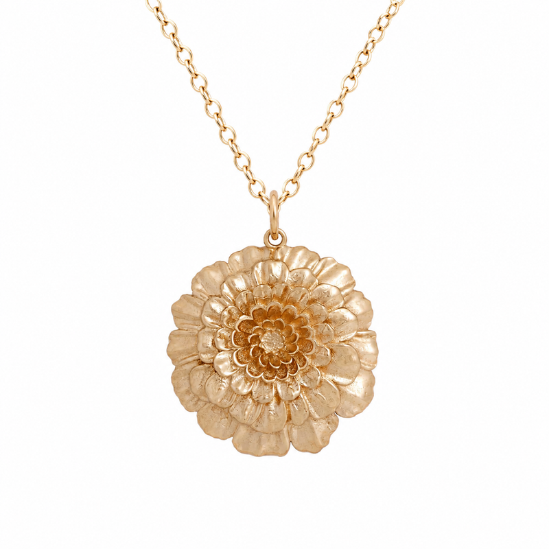 Gold Marigold Flower Necklace