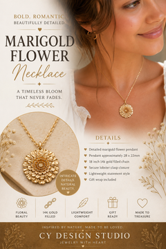 Gold Marigold Flower Necklace