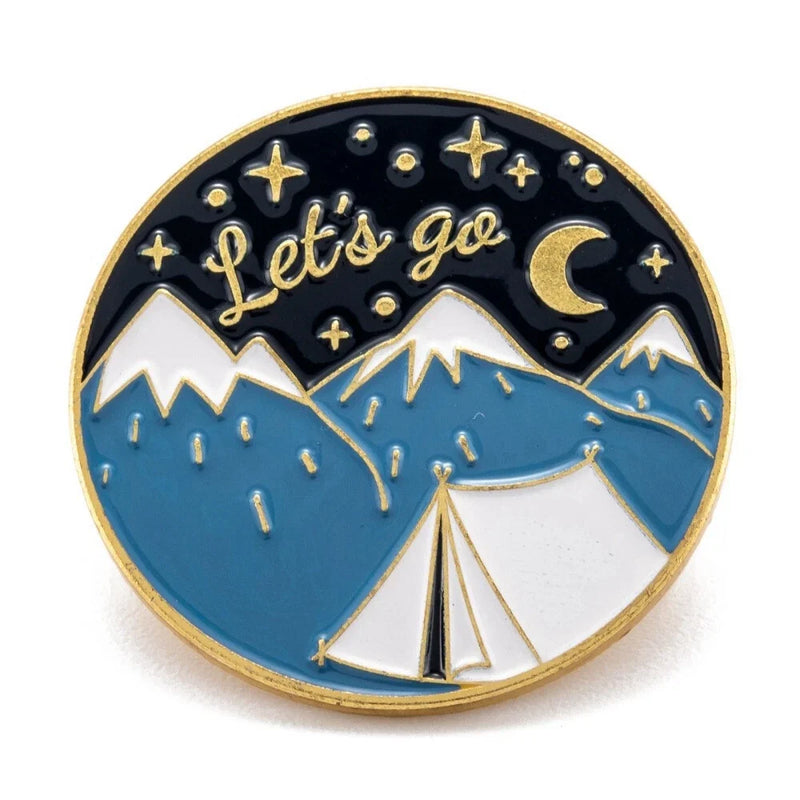 Let’s Go Camping Enamel Pin – Mountain Night Adventure Pin