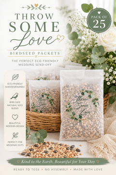 Throw Some Love Birdseed Wedding Favors – Pack of 25 Eco-Friendly Wedding Send-Off Packets