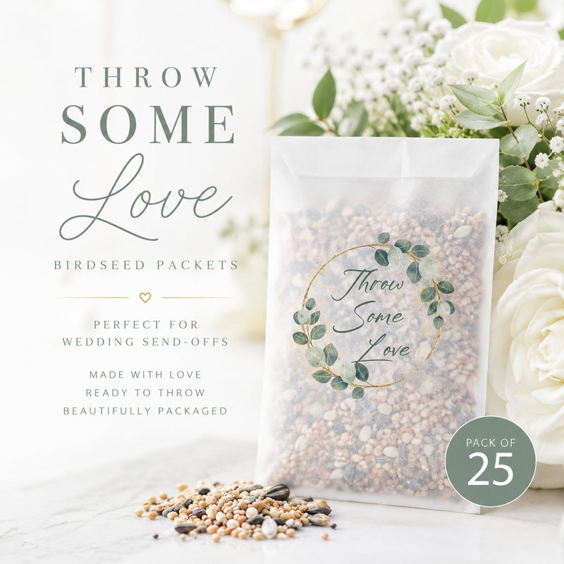 Throw Some Love Birdseed Wedding Favors – Pack of 25 Eco-Friendly Wedding Send-Off Packets
