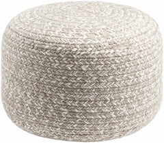 Tonanitla Natural Fiber Light Gray Knitted Outdoor Pouf